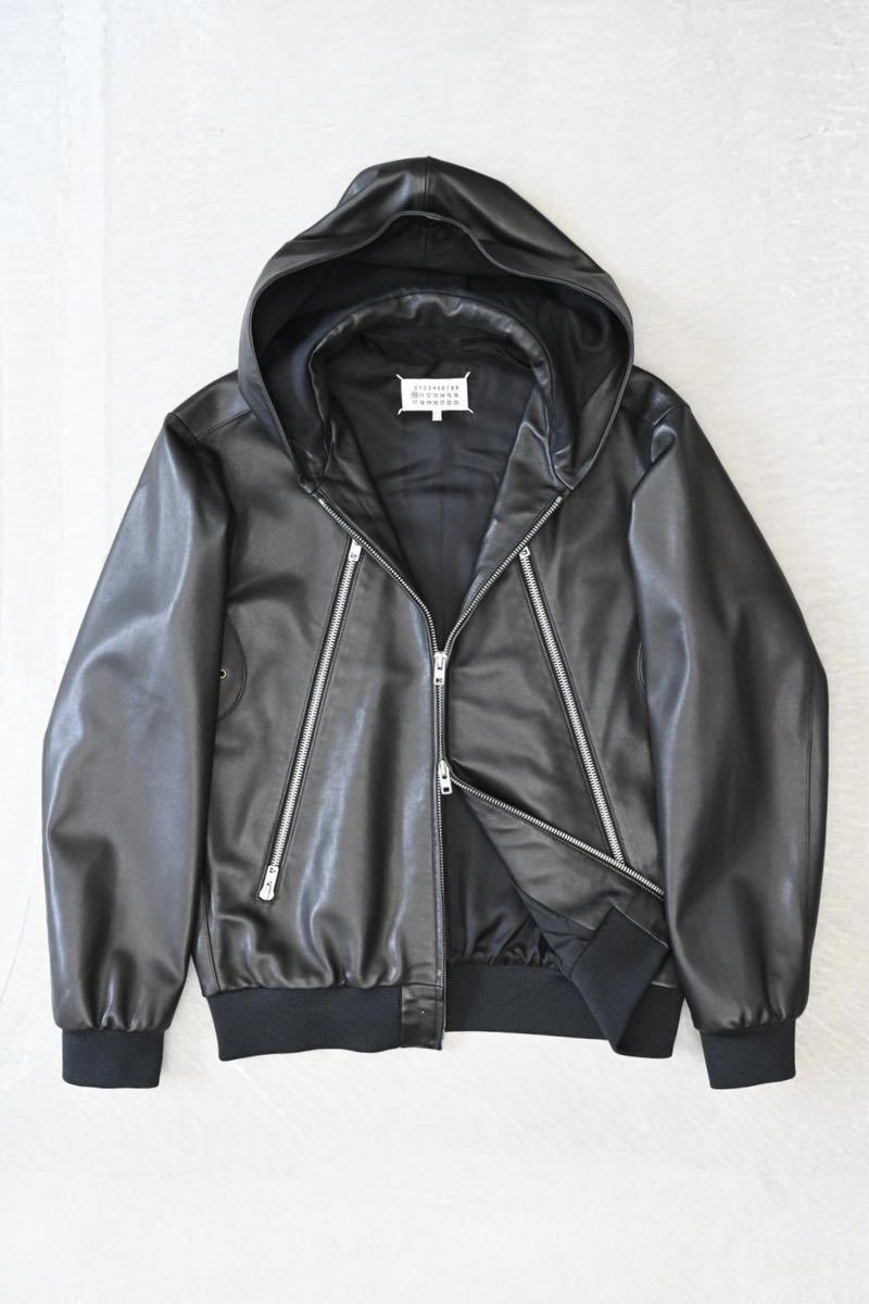 マルジェラ レザーフーディ 46 ブラック Maison Margiela レザー