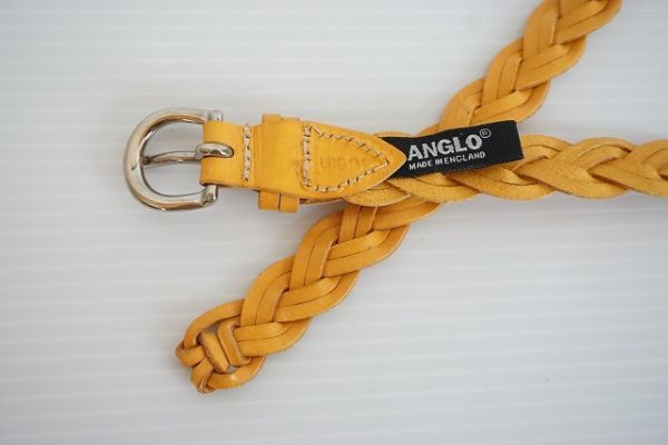 【即決】ANGLO アングロ レディース レザーメッシュベルト 黄色系 イングランド製 全長96.5cm 【705140】の画像4