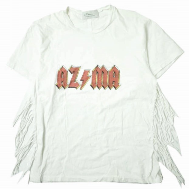 Azuma. アズマ 日本製 fringe t-shirt サイドフリンジ ロゴプリントTシャツ 18SH-CS-101 0(M) ホワイト 半袖 トップス g10886_画像1