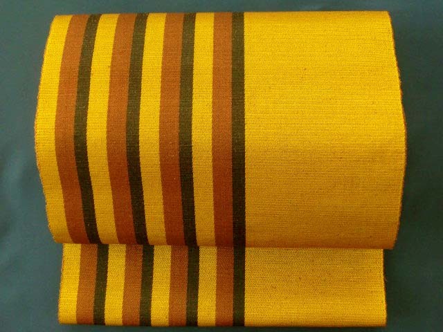 新品】【お仕立付き】 手織り 黄八丈 八寸 名古屋帯 縦縞 正絹