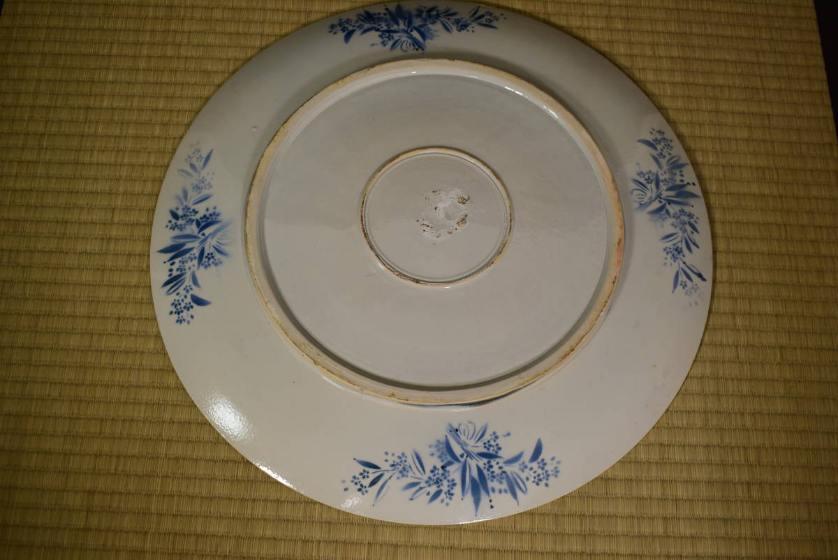 【和】(5871)　中国古玩　唐物　唐美人図大皿　魚藍観音　色絵大皿