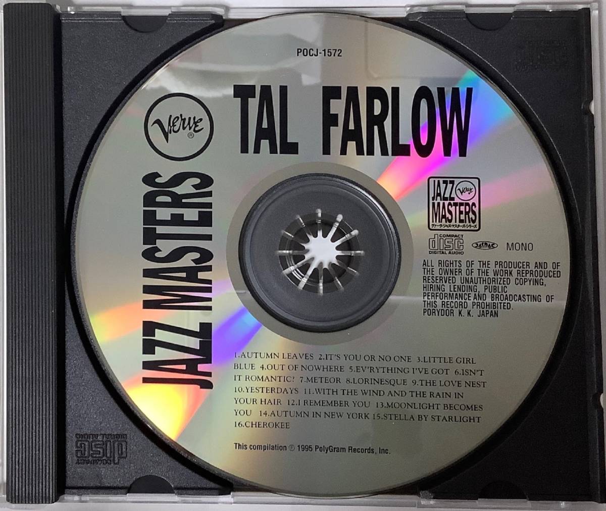 【ジャズCD】 TAL FARLOW(タル・ファーロウ) 『ヴァーヴ・ジャズ・マスターズ・シリーズ』POCJ1572/NG-159_画像5