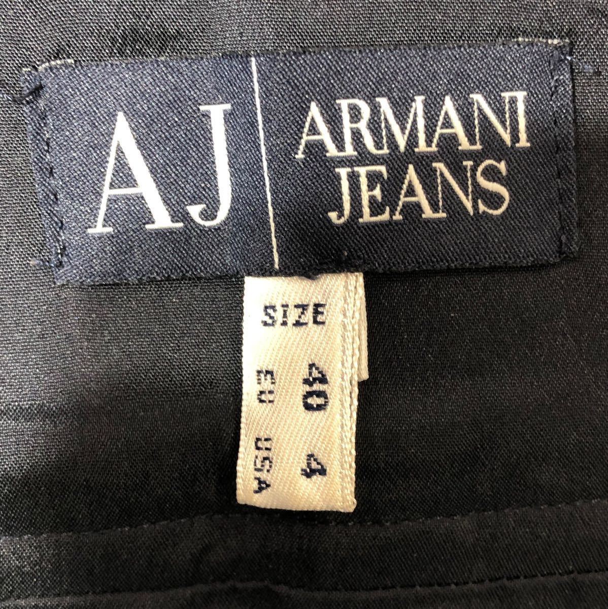 ● ARMANI JEANS アルマーニ ジーンズ ● ウール混 ストレッチ素材 センタープリーツ スカート ネイビー 4_画像5