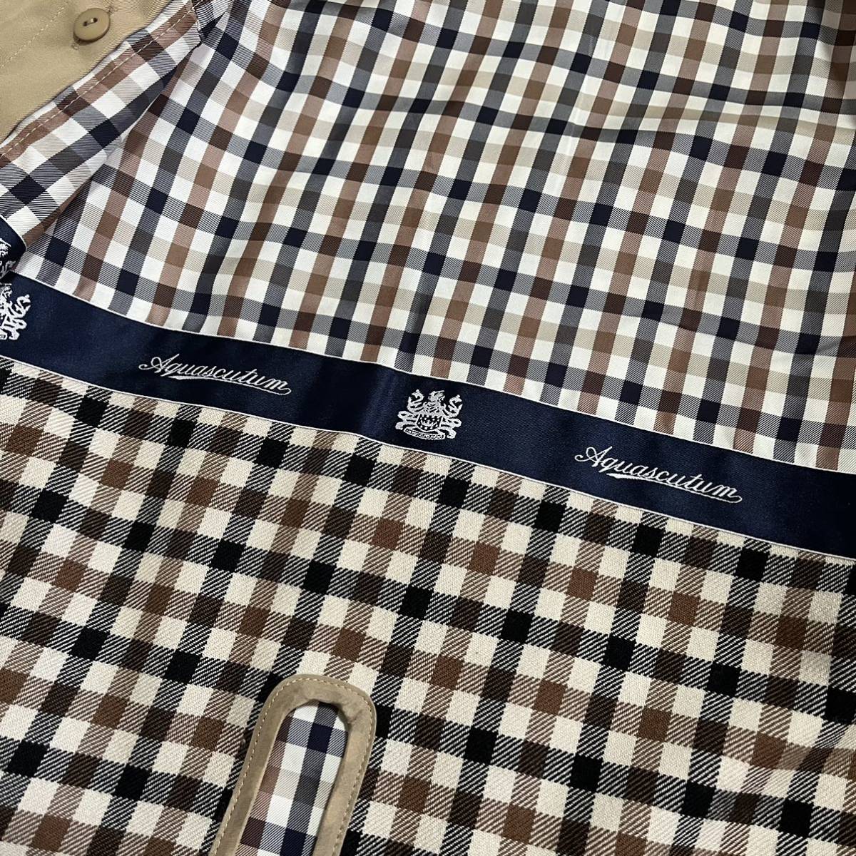 美品 Aquascutum アクアスキュータム 裏地クラブチェック ウール