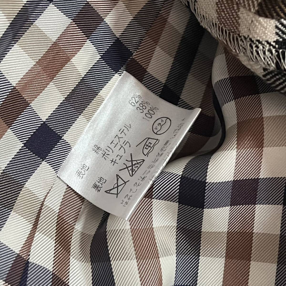 美品 Aquascutum アクアスキュータム 裏地クラブチェック ウール