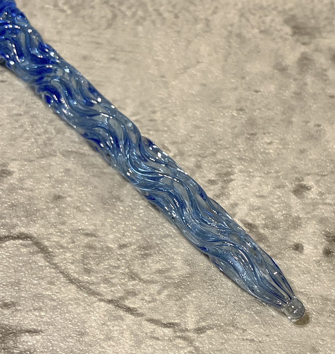 希少 美品 菅清風 作 ガラスペン 硬質ガラス製 ブルー クリスタル