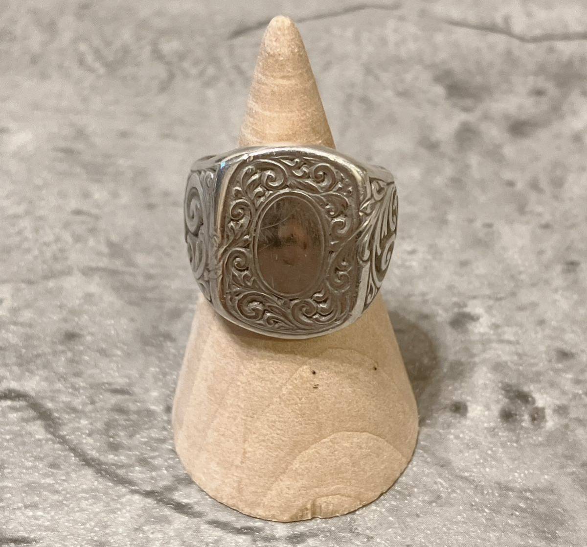 希少 henson ENGRAVED OVAL SIGNET RING 16号 シルバー リング