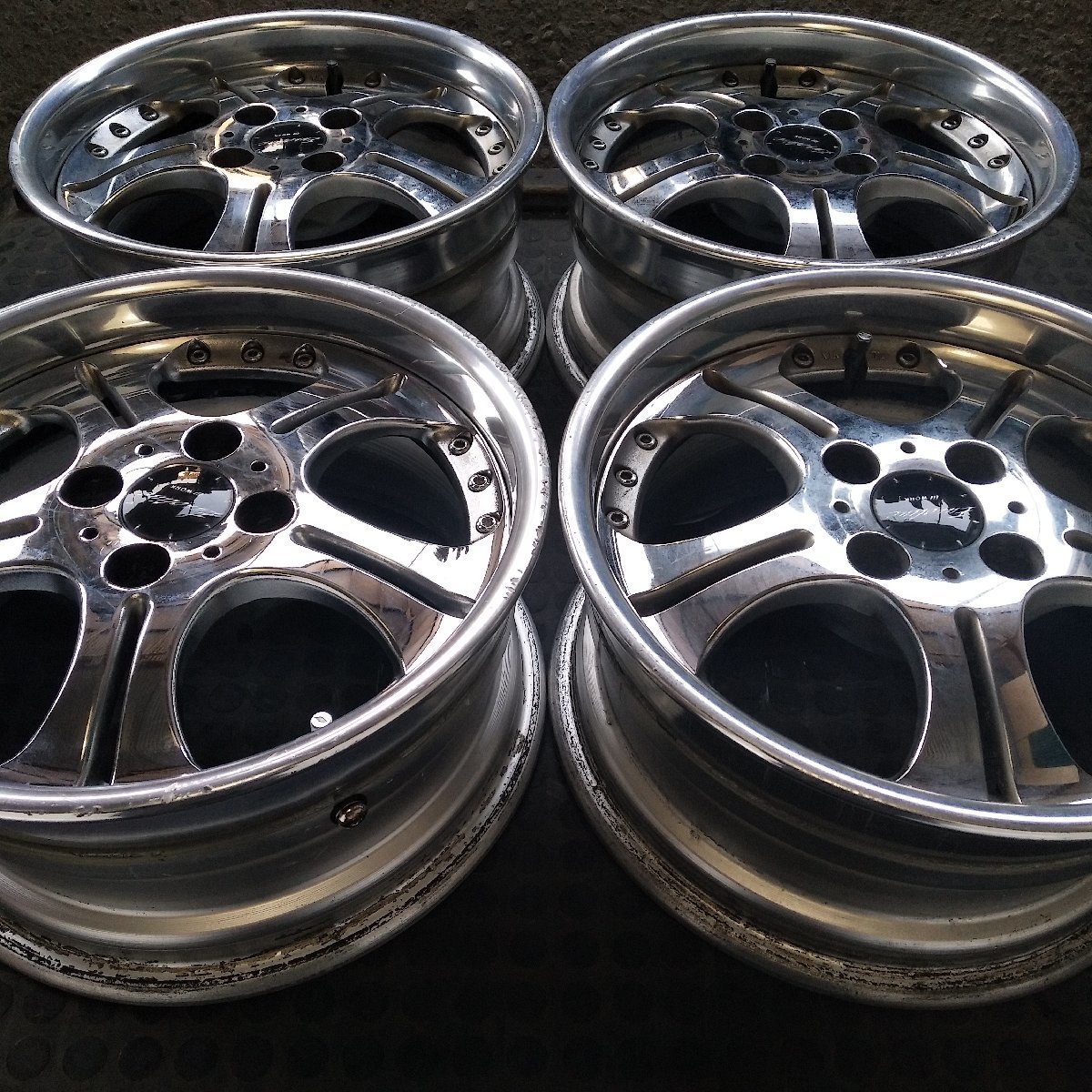 管理番号：S3-97【4本価格】【15x7J 4x100 ET+30 ハブ60】WORK Euro line・シビック フィット等・直接引取可能・下取り可能_画像2