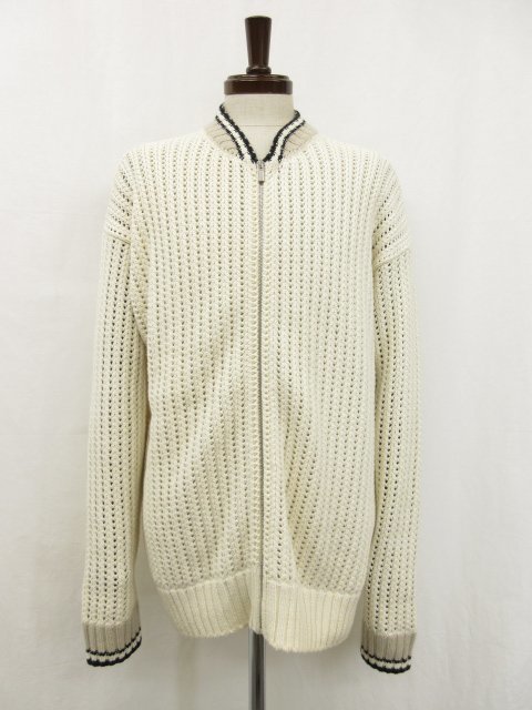 超美品【エルメス HERMES】 カシミヤ×コットン 透かし編み ジップ
