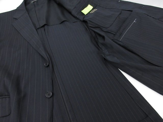 HH超美品 【カナーリ CANALI】 SUPER120's シングル2ボタン 濃紺 スーツ (メンズ) size52 ネイビー ストライプ柄 イタリア製 ◎27RMS4226_画像7