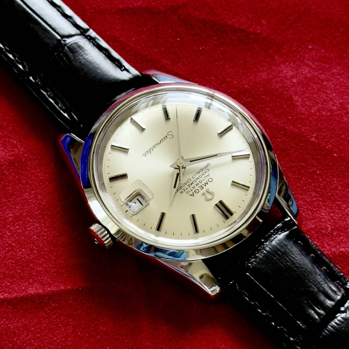 送料無料！ OH済 オメガ シーマスター クロノメーター 1969年 cal.564 OMEGA Seamaster Chronometer 自動巻き アンティーク 昭和レトロ_画像7