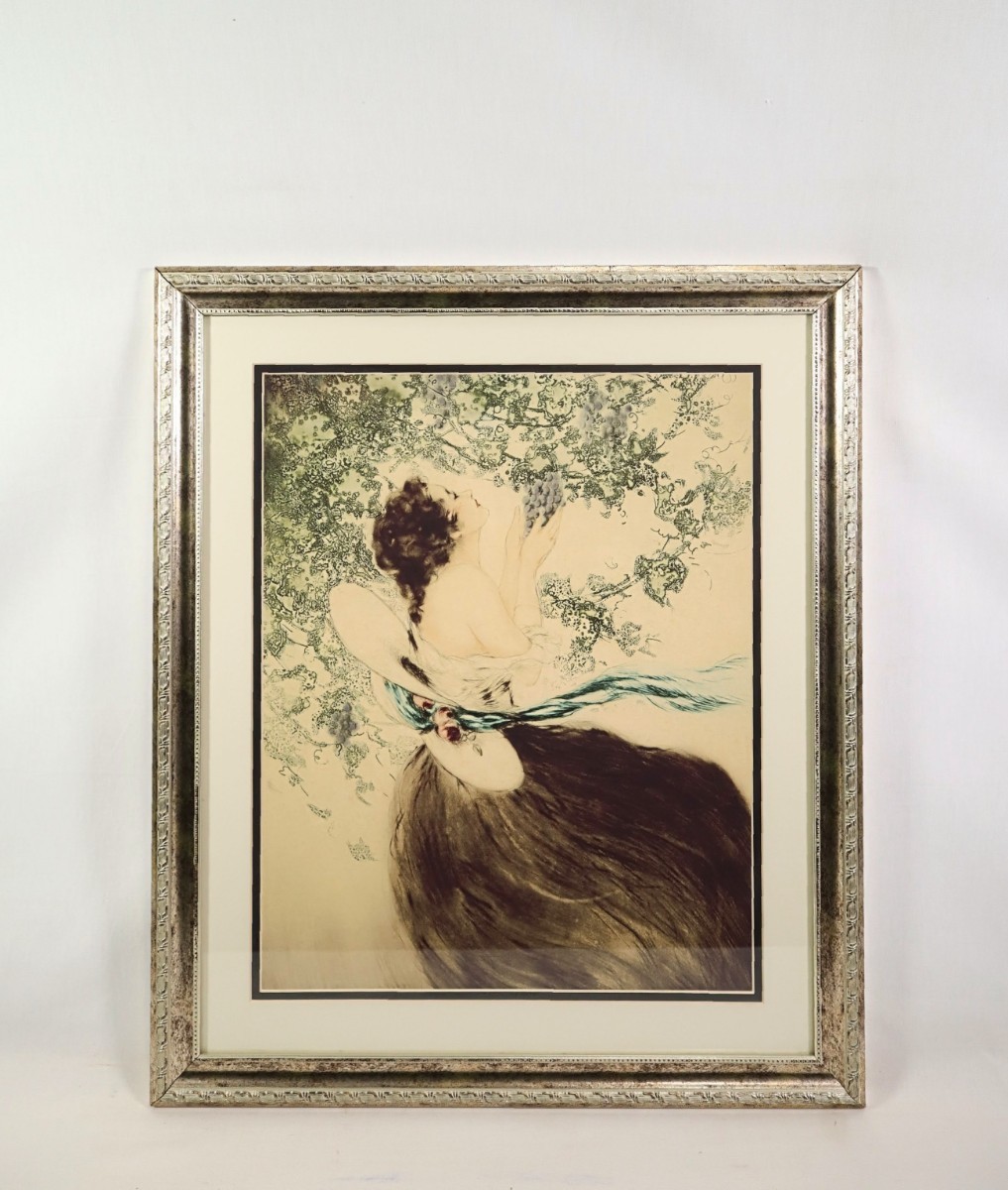 ルイ・イカール オフセット「Grapes 実りの葡萄」画寸 40cm×50cm フランス人作家 パリの華やかな女性を繊細で優雅なタッチで表現 7397