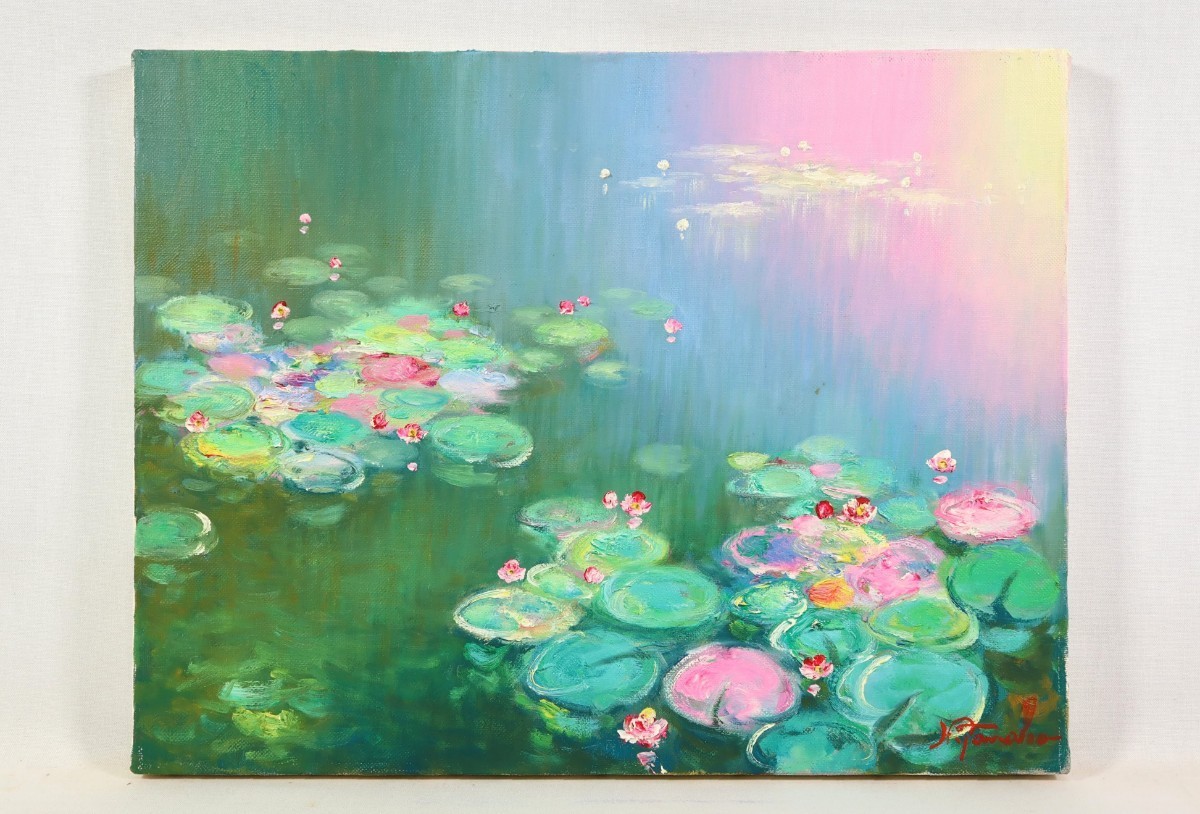 真作 田中仁士 油彩「緑の光」画寸 F6 滋賀県出身 国際美術 真作 田中仁士 油彩「緑の光」画寸 F6 滋賀県出身 国際美術
