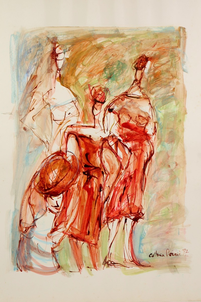  подлинный произведение kato Lee n*powa Lee 1987 год гуашь [ 4 человек. персона ]. размер 50cm×65cm. человек автор уникальность. цвет используя, кисть ...... половина ... портретная живопись произведение 7396