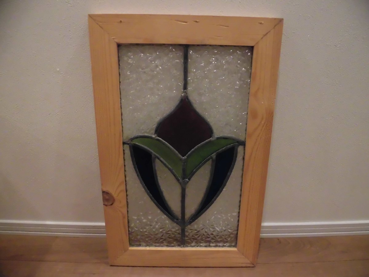 **[ бесплатная доставка ] античный витражное стекло дерево рамка-оправа рамка окна 30.8×48cm**
