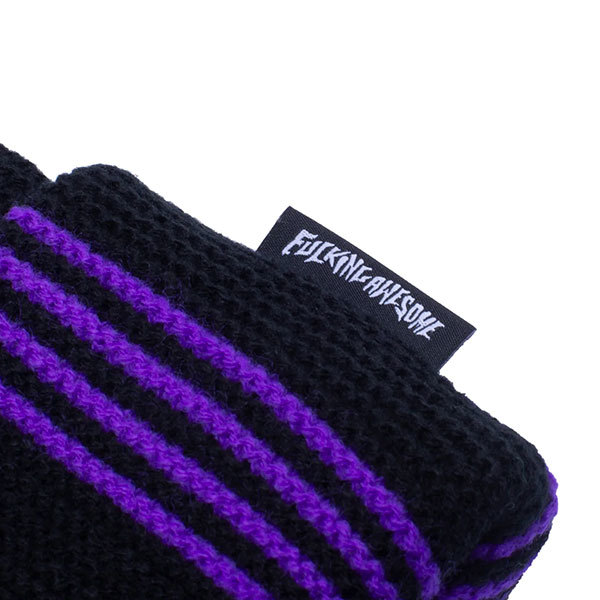 Fucking Awesome (ファッキンオーサム) ニットキャップ ビーニー 帽子 Stripe Beanie Black/Purple スケボー SKATE SK8 スケートボード_画像3