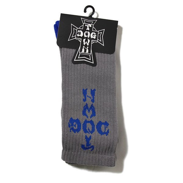 Dogtown Skateboards (ドッグタウン) US ソックス 靴下 Cross Letters Crew Socks Grey/Blue スケボー SKATE SK8 スケートボード_画像2