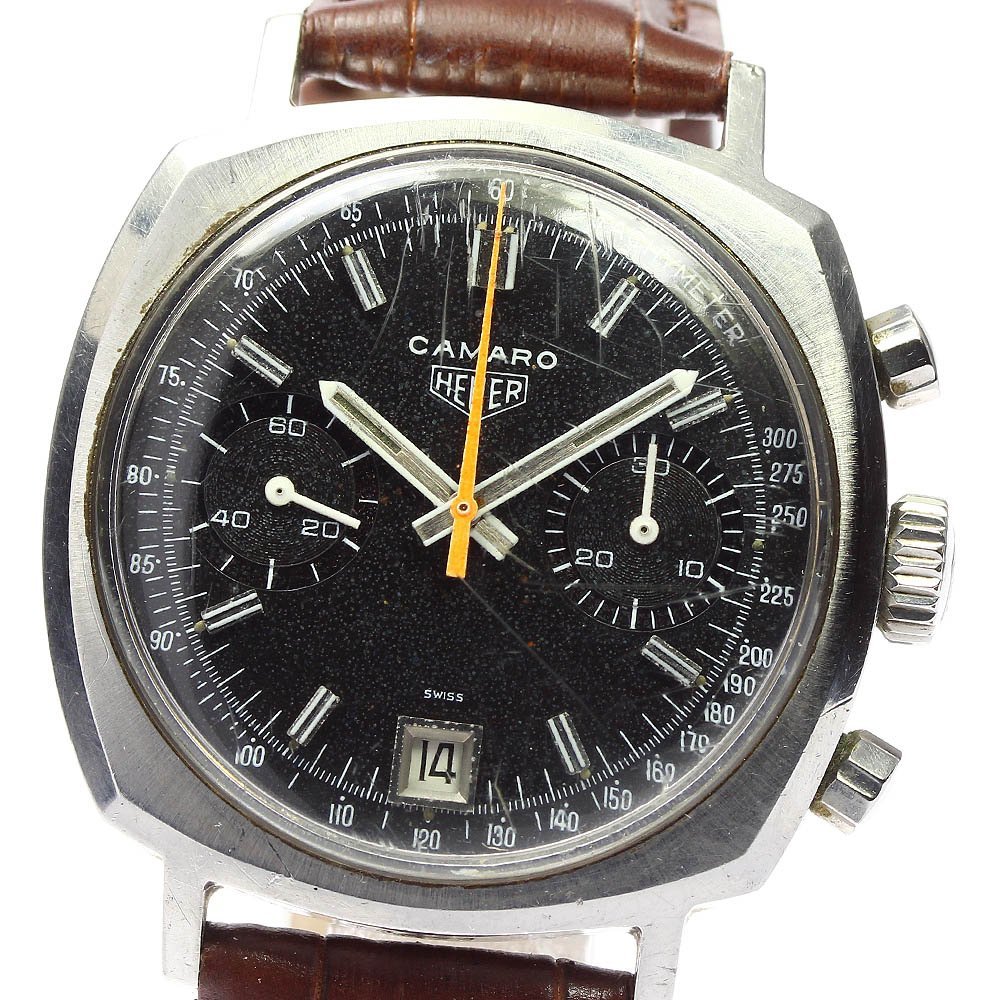 * with translation [Heuer] Heuer Camaro Cal.7734 chronograph 73443 hand winding men's _698403