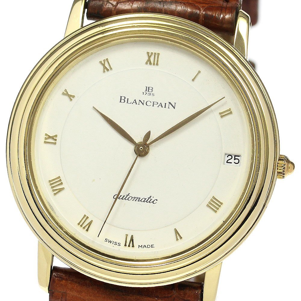  Blancpain Blancpain vi rure Ultra тонкий K18YG cal.95 самозаводящиеся часы мужской _746933[ev10]