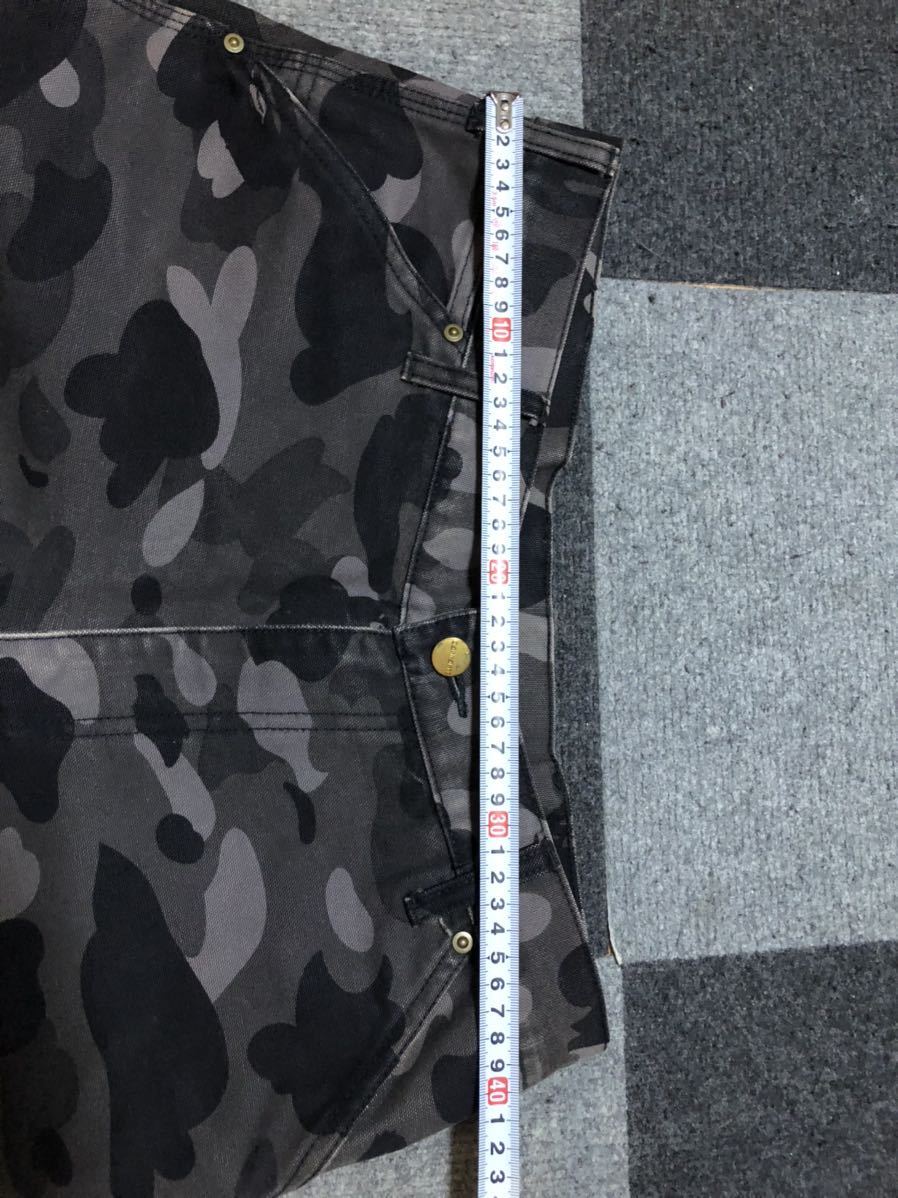 BAPE X CARHARTT WORK PANTS M アベイシングエイプ Black OG CAMO