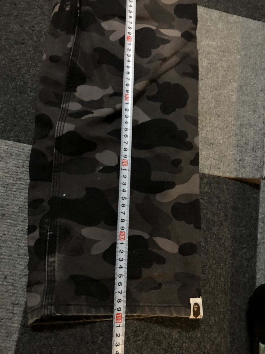 BAPE X CARHARTT WORK PANTS M アベイシングエイプ Black OG CAMO