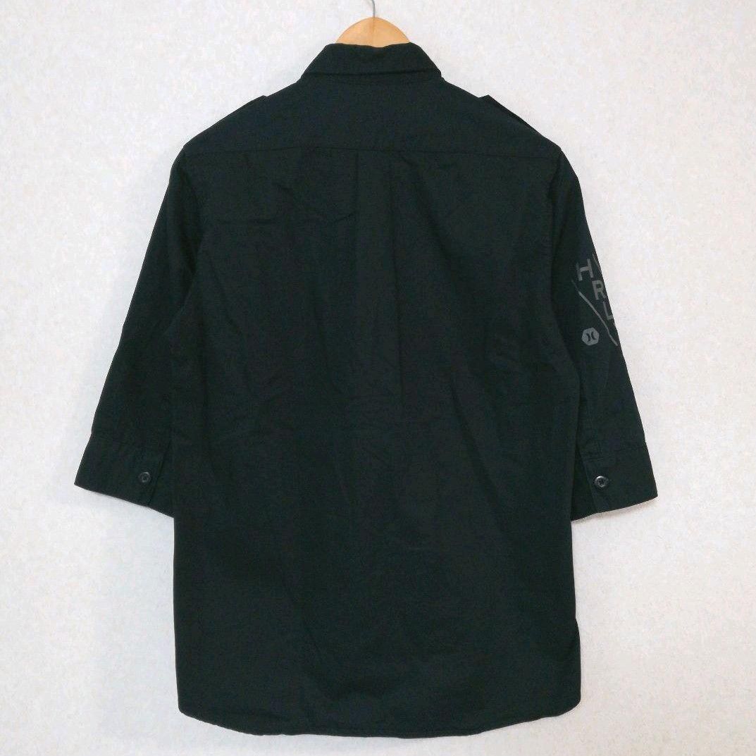[Hurley/ハーレー] 刺繍ロゴワッペン ミリタリー ワークジャケット コットン リネン ブラック 黒 