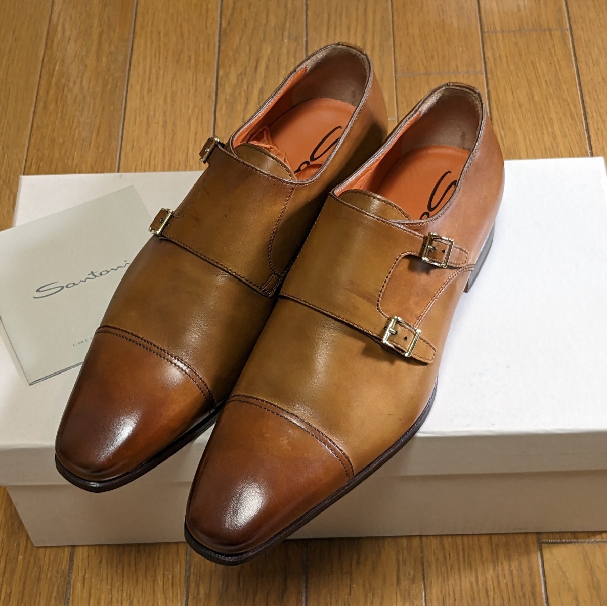 Santoni ダブルモンクストラップ 5 BORIS ブラウン イタリア製