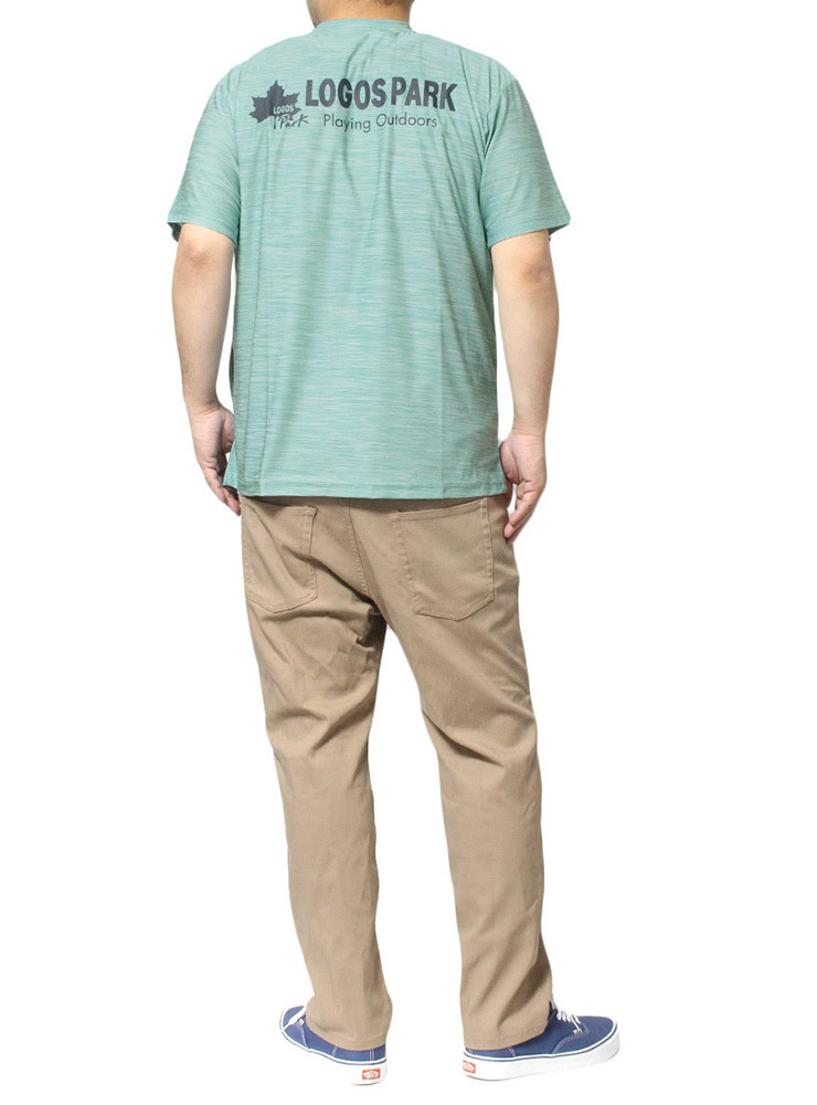 【新品】 2L ターコイズ LOGOS PARK(ロゴス パーク) 半袖 Tシャツ メンズ 大きいサイズ ロゴ プリント ドライ 吸汗速乾 カチオン メランジ_画像3