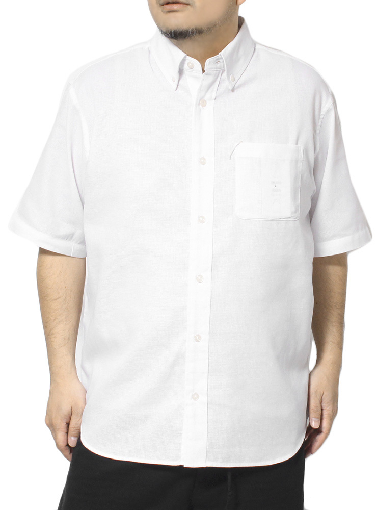 【新品】 2L ホワイト 半袖シャツ メンズ 大きいサイズ パナマ素材 タンクトップ 2点セット アンサンブル カジュアルシャツ_画像3