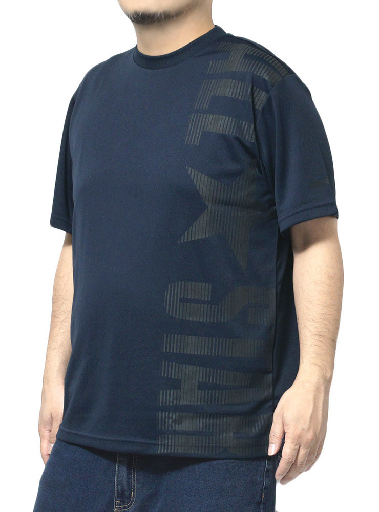 【新品】 2L ネイビー コンバース(CONVERSE) 半袖 Tシャツ メンズ 大きいサイズ 接触冷感 吸汗速乾 UVカット ALLSTAR ビッグ プリント クル_画像1