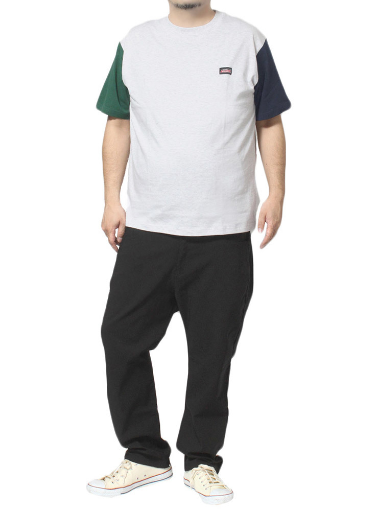 【新品】 2L グレー [GENUINE Dickies] 半袖 Tシャツ メンズ 大きいサイズ ロゴ 刺繍 ワッペン プリント クルーネック カットソー_画像2