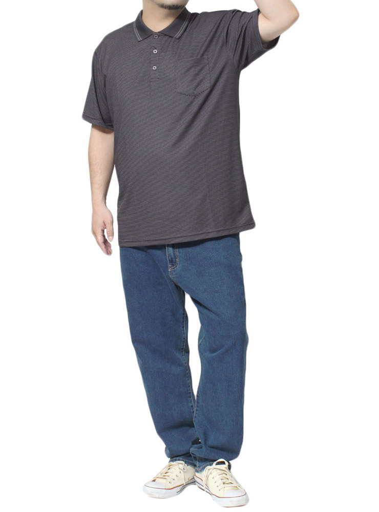 【新品】 2L チャコール DISCUS(ディスカス) ポロシャツ メンズ 大きいサイズ 吸汗速乾 消臭 抗菌 デオドラントテープ ドライ 半袖シャツ_画像2