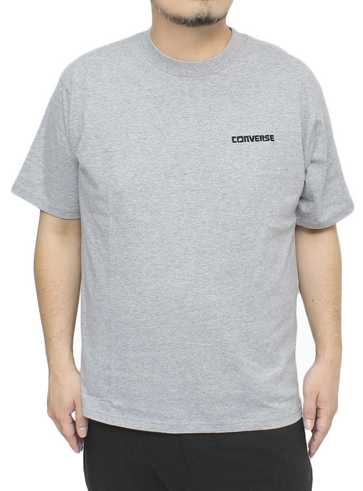 【新品】 3L グレー コンバース(CONVERSE) 半袖 Tシャツ メンズ 大きいサイズ ロゴ 刺繍 プリント クルーネック カットソー_画像1