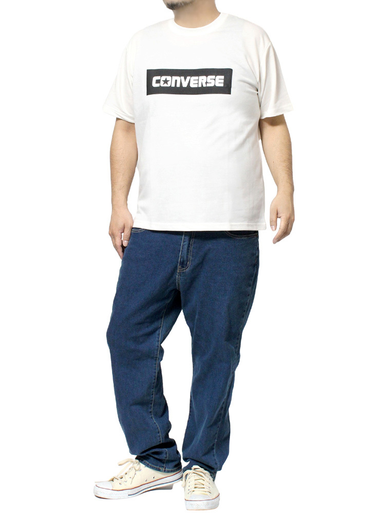 【新品】 2L ホワイト コンバース(CONVERSE) 半袖 Tシャツ メンズ 大きいサイズ ロゴ プリント ドライ 吸汗速乾 消臭 抗菌 クルーネック カ_画像2