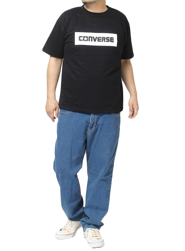 【新品】 2L ブラック コンバース(CONVERSE) 半袖 Tシャツ メンズ 大きいサイズ ロゴ プリント ドライ 吸汗速乾 消臭 抗菌 クルーネック カ_画像2