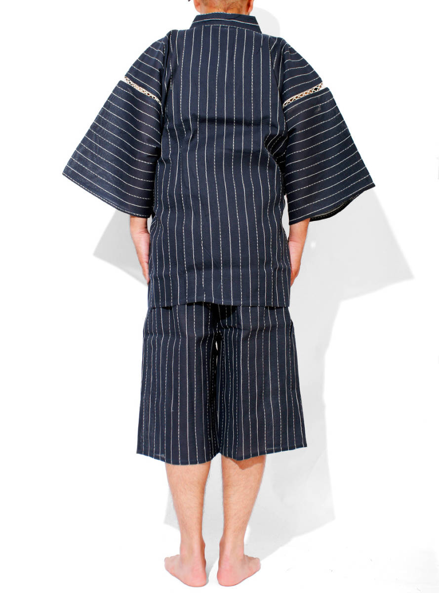 [ new goods ] 5L B pattern jinbei men's large size ... weave peace pattern top and bottom .... setup plain stripe 