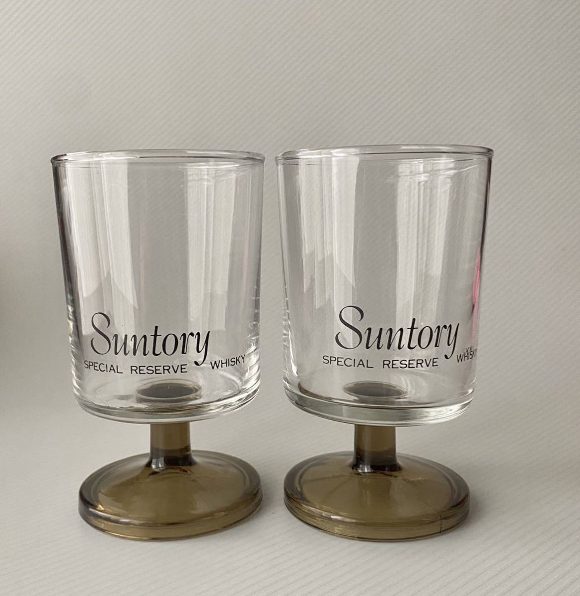 サントリー SUNTORY スペシャルリザーブ SPECIAL RESERVE ウィスキー WHISKY グラス 足付き 昭和レトロ 2個セットの画像7