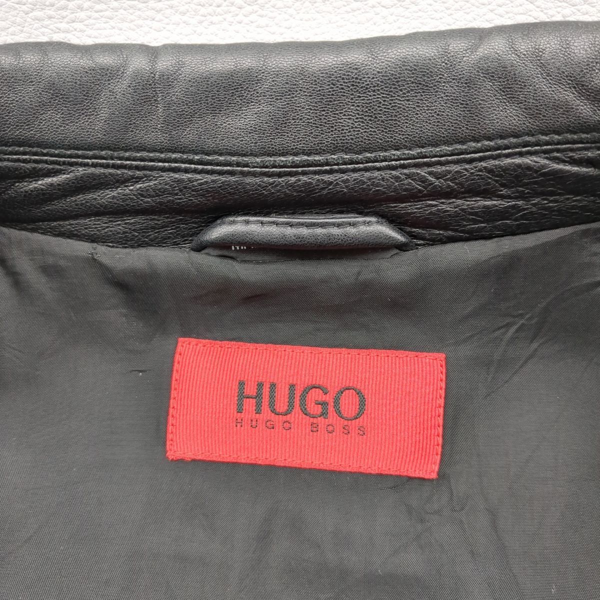 HUGO BOSS レザージャケット ブラック SIZE L ラムレザー ヒューゴ ボス ◆3109/宮竹店_画像4