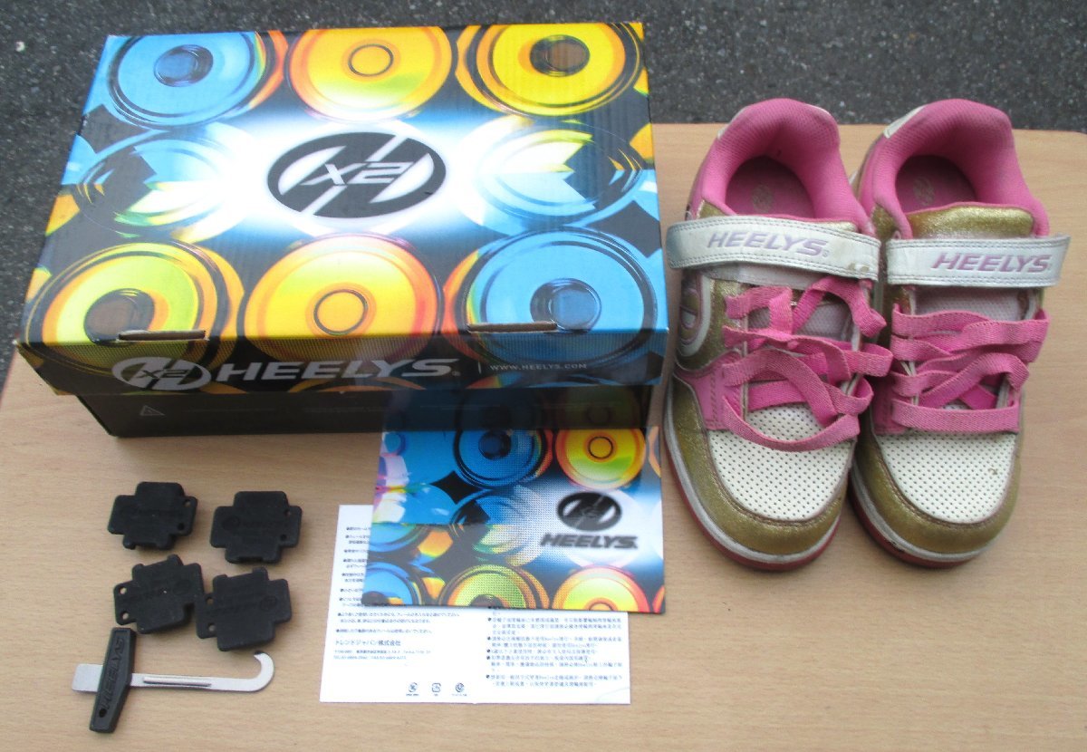 ☆ Healies HEELYS PLUS X2 Роликовые Туфли 22,0 см Светло-розовый / Белый ◆ Ходите, бегайте, скользите! Маленькое колесо на каблуке 1,991 йен