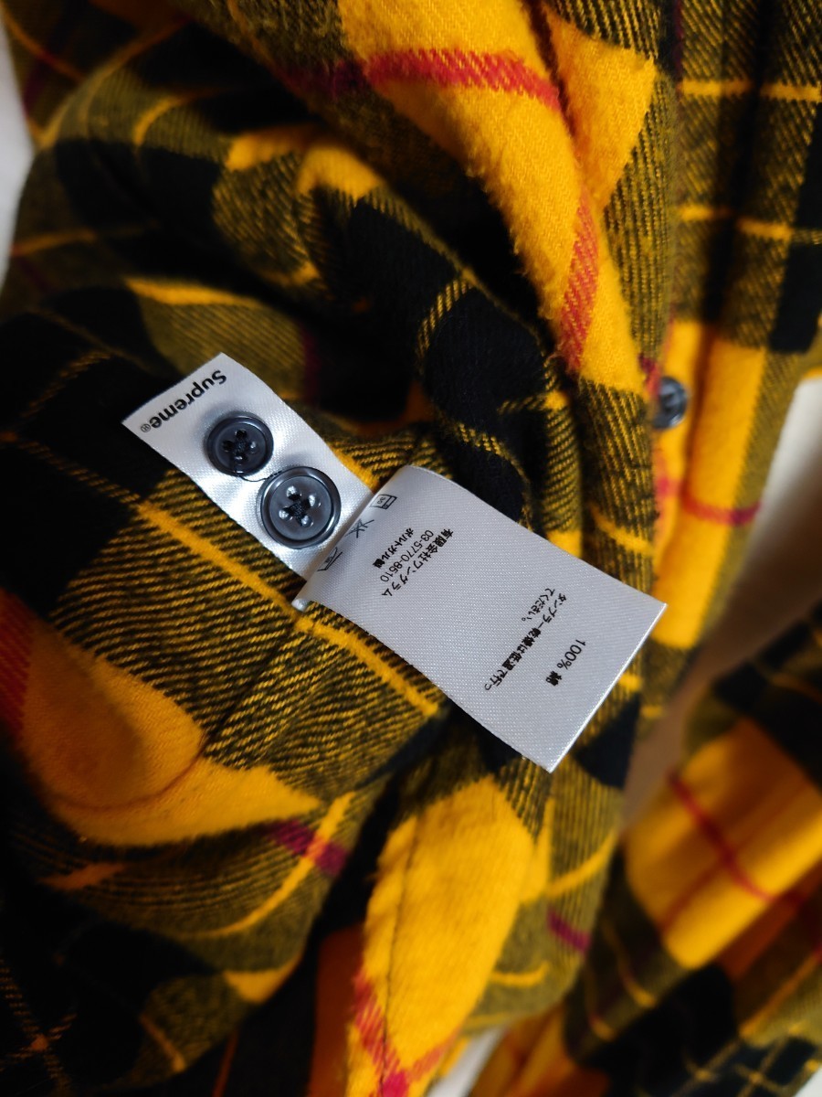 Supreme Tartan Flannel Shirt Mサイズ シュプリーム タータン フランネル シャツ ネルシャツ チェック 13fw  イエロー 黄色 名作フランネル