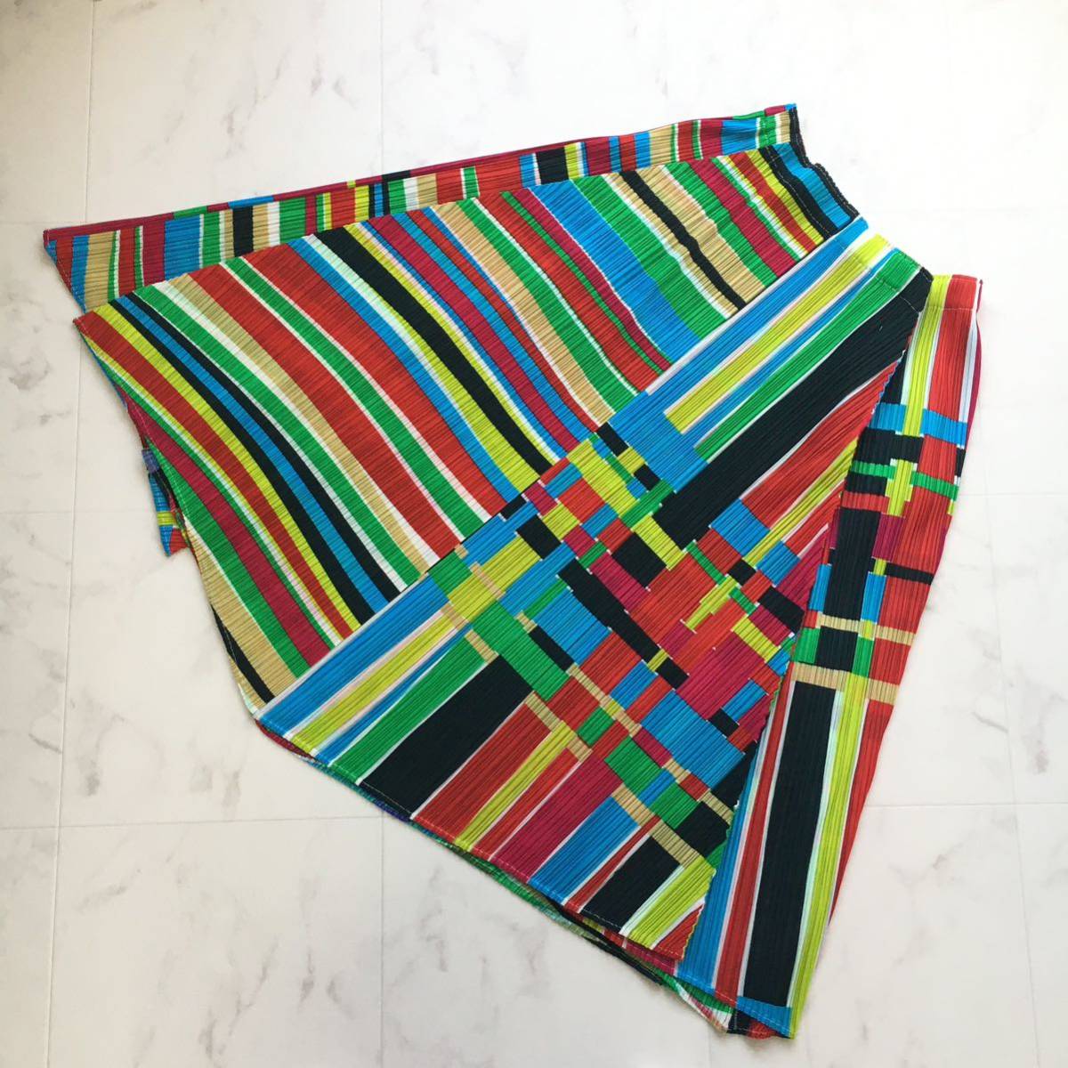 美品 PLEATS PLEASE プリーツプリーズ レアプリント ロング フレア