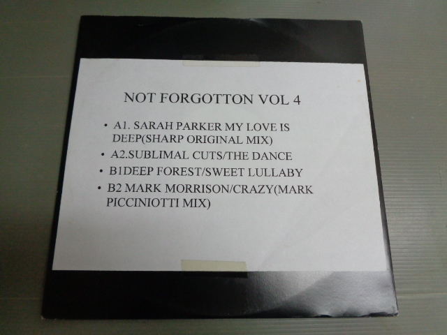 V.A./NOT FORGOTTON VOL.4/4664　SARAH PARKER. SUBLIMAL CUTS. DEEP FOREST. MARK MORRISON_画像1