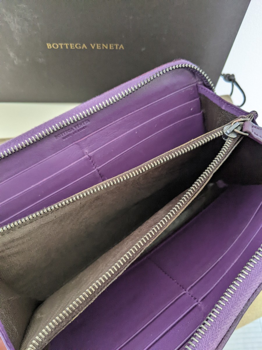 BOTTEGA VENETA イタリア製 長財布 ボッテガヴェネタ 確実正規 紫-