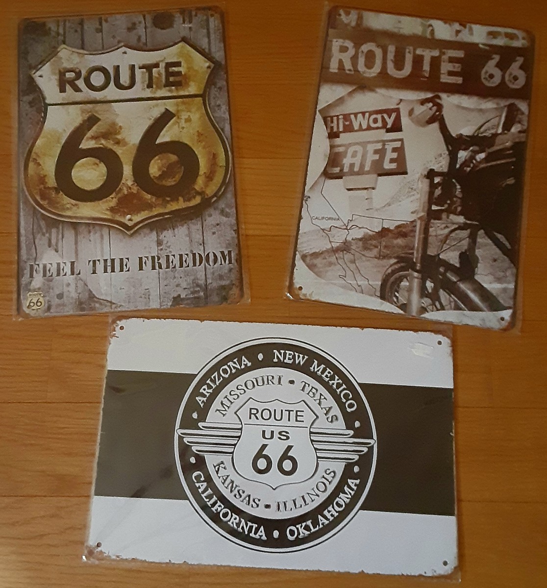 新品ROUTE66 ヴィンテージ調インテリアプレート3枚セット