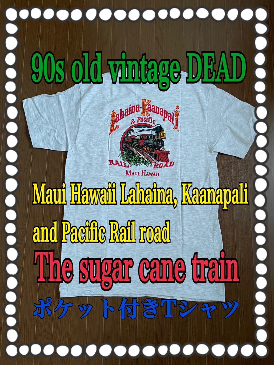 【送料無料】新品未使用品 90s old vintage マウイ シュガーケーン トレイン オールド ビンテージTシャツ Hawaii ハワイ 蒸気機関車 列車