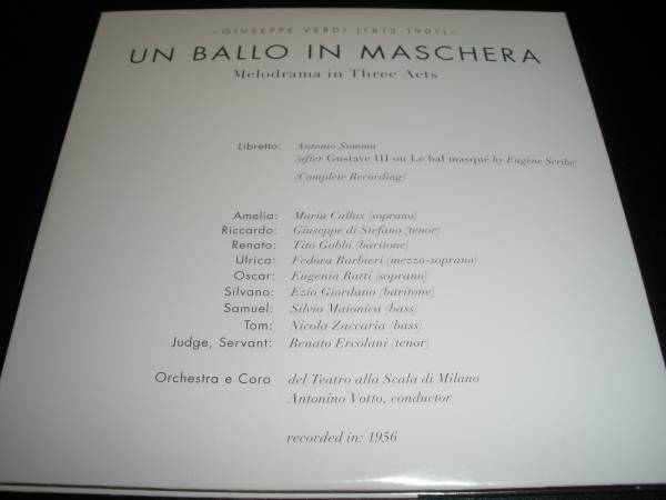 ヴェルディ 仮面舞踏会 マリア・カラス ジュゼッペ・ディ・ステーファノ ティト・ゴッビ ヴォットー ミラノ・スカラ座_画像2