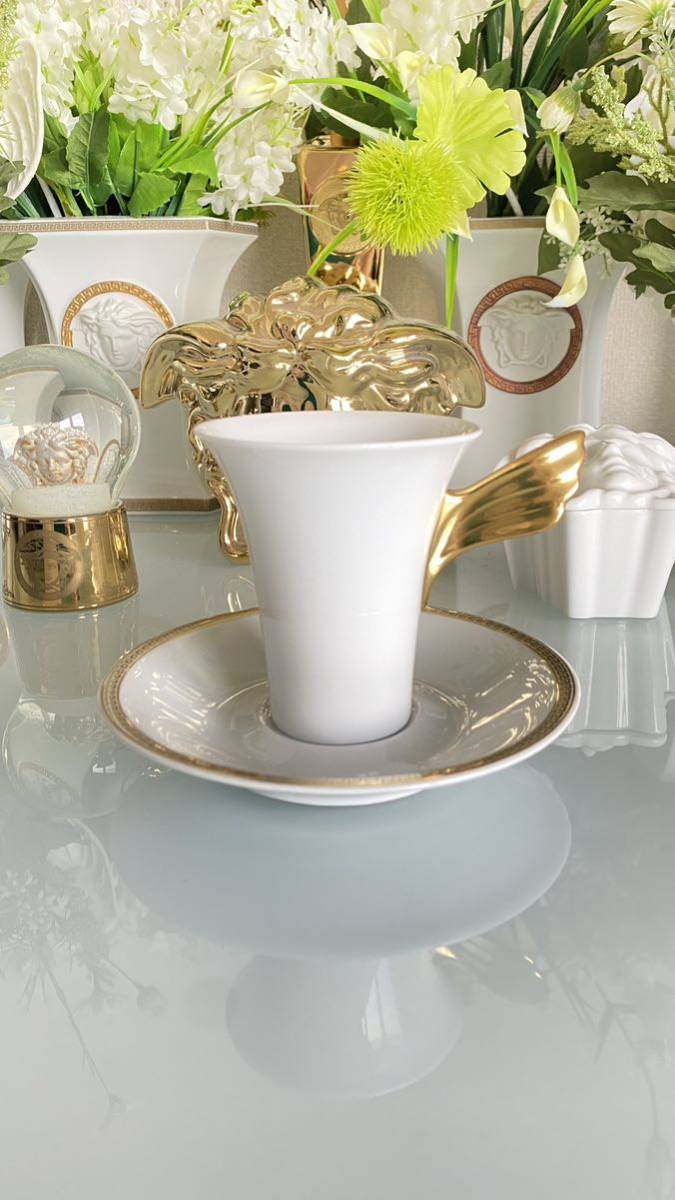  Versace .versace Rosenthal Rosenthal white mete.-sa tea cup saucer 