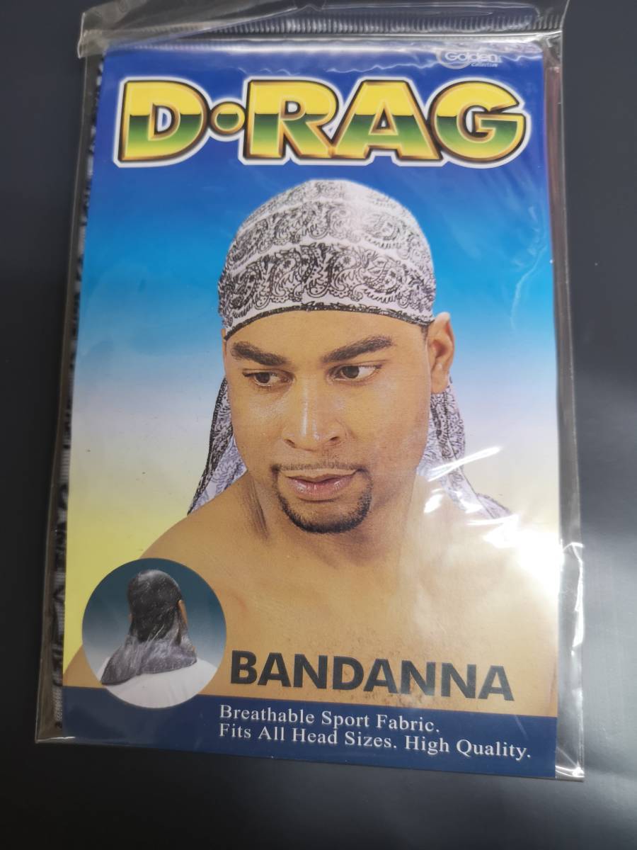 ドゥラグ DU-RAG インナーキャップ ストッキング インナーヘッドギア バンダナ ダンス ホワイトペイズリー_画像1