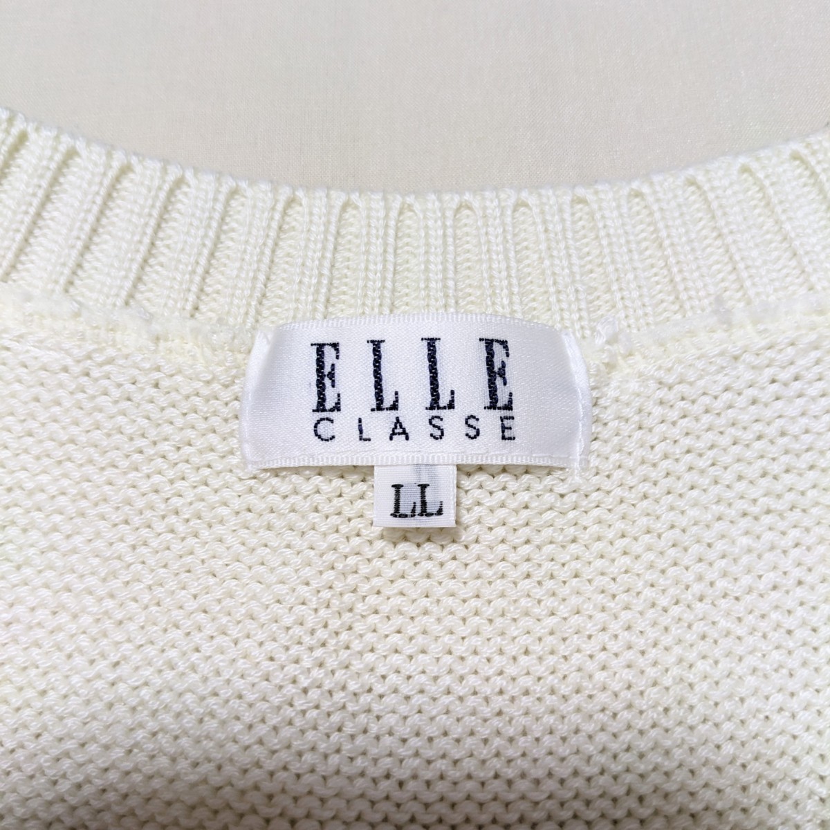 +PR12 ELLE CLASSE エル エルクラッセ レディース LL XL 160 165 ニット ベスト 白 オフホワイト Vネック セレモニー 通学_画像5