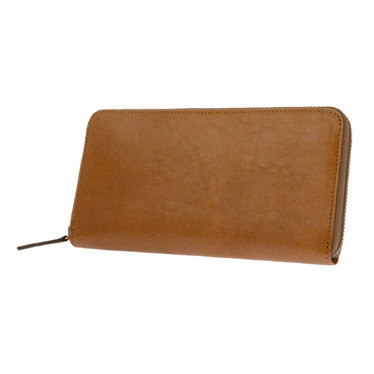 SONNE　イタリアンバケッタヌメ　きめ細やかで滑らかな手触りと自然の風合い　長財布（ラウンドファスナー） ブラウン色